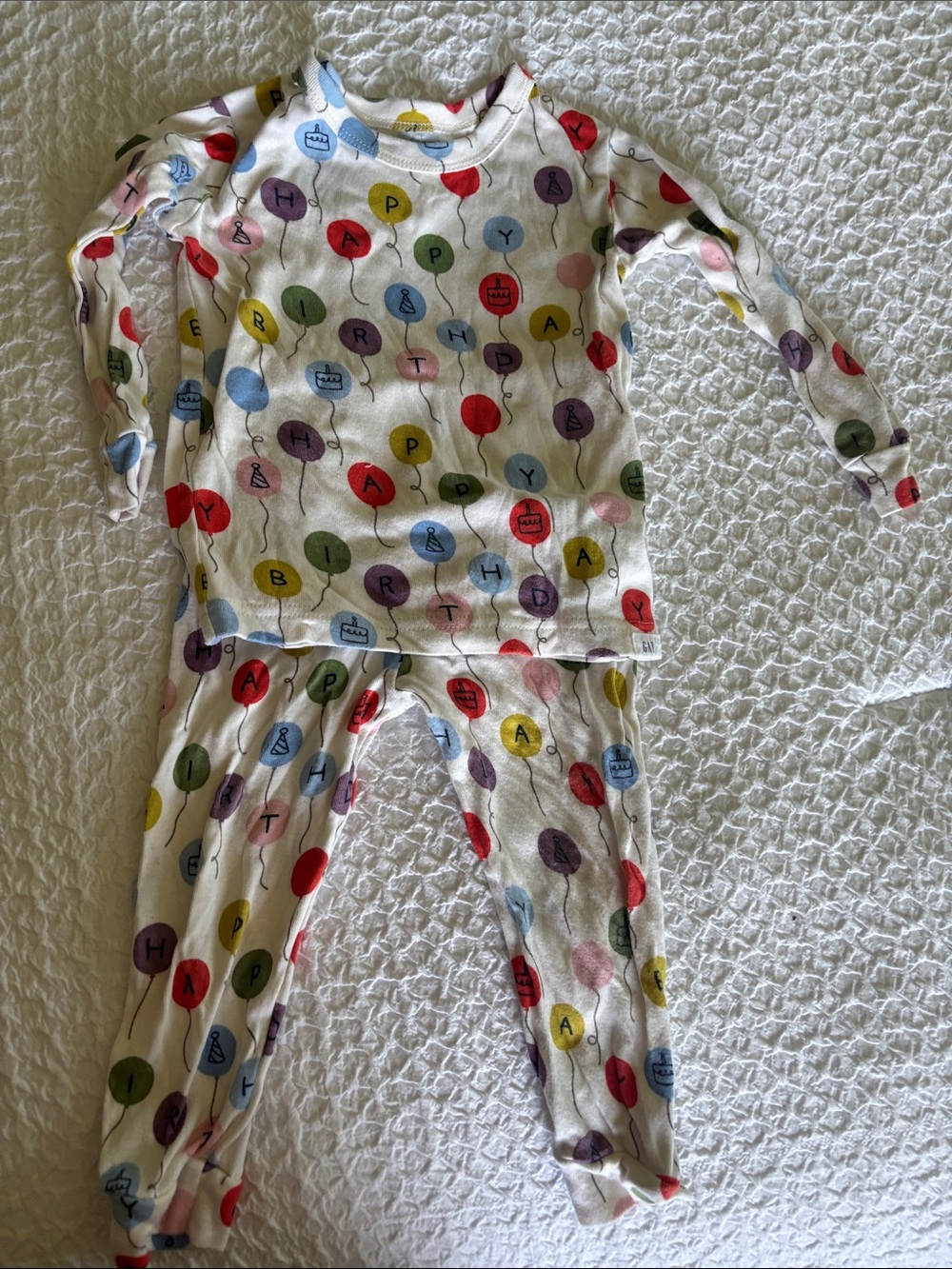 GAP White Kids Pajama Set with Multicolor Balloon Print
